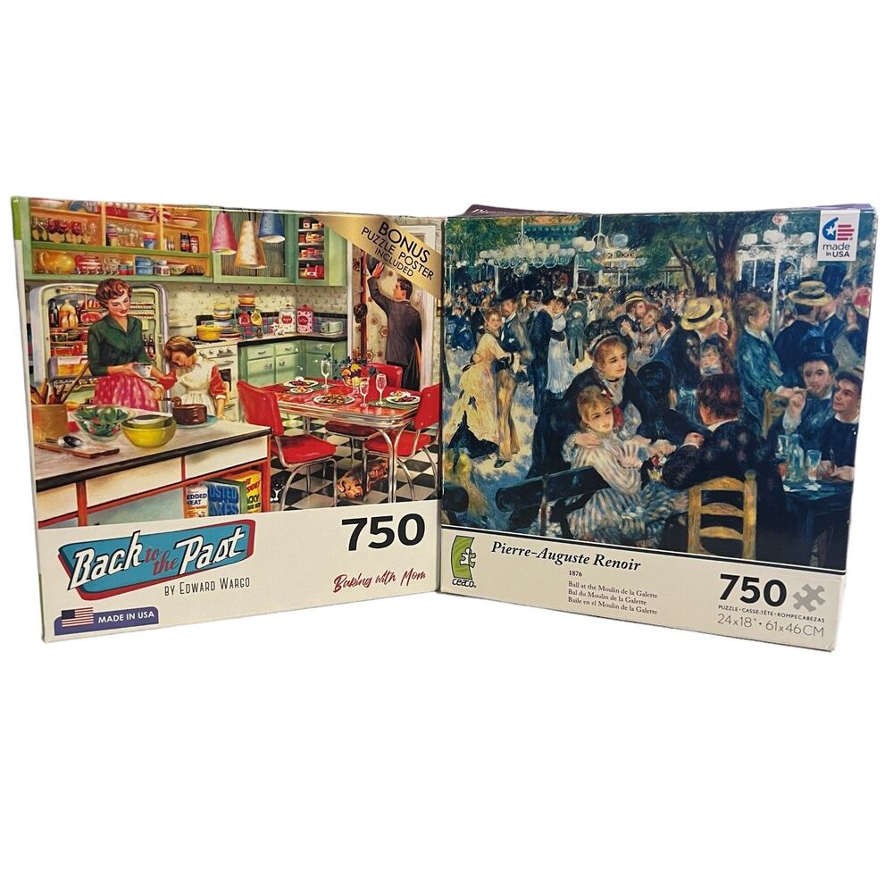 Jigsaw Puzzle 750 Piece Bundle RoseArt Retro Challenging Hard READ